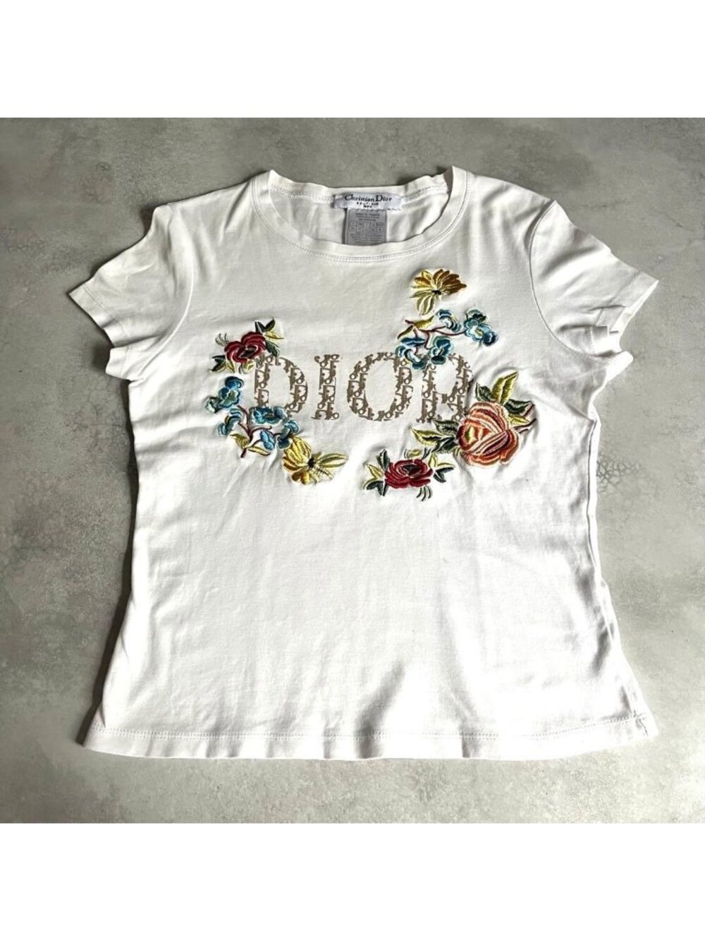 Dior Floral Embroidery T-Shirt Galliano Era 40